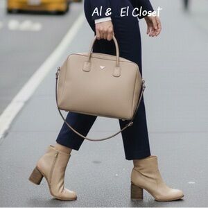 Korks Destiny Vegan Ankle Boots Cream Block Heel Zip | Women’s US 10 | NWB